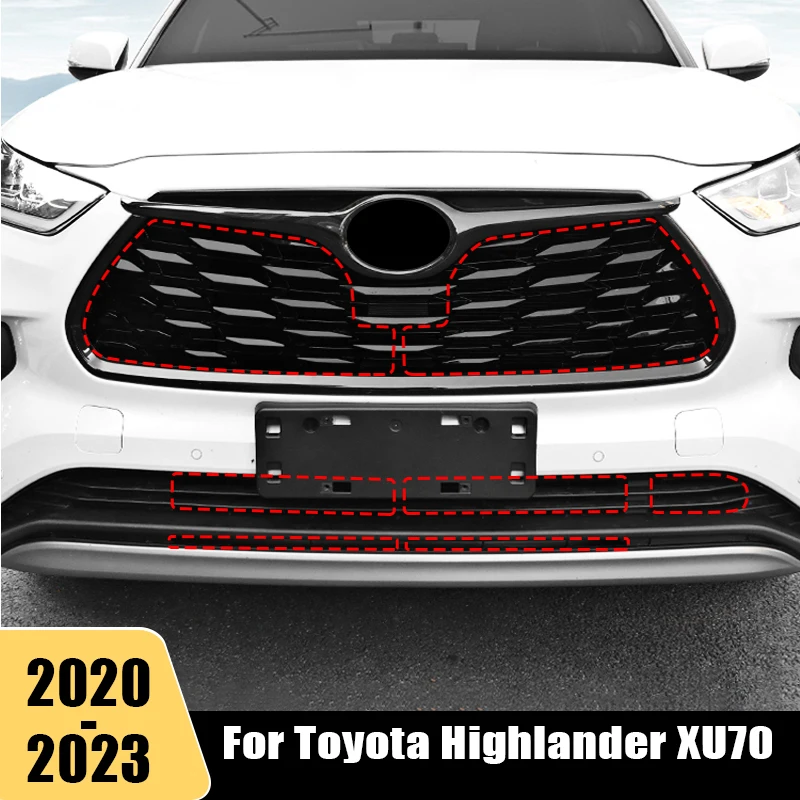 

For Toyota Highlander XU70 Kluger 2020 2021 2022 2023 Stainless Car Insect Screening Mesh Front Grille Insert Net Accessories