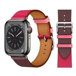 Premium Genuine Leather Watch Strap - Elegant and Versatile Wristband Bracelet for S11 - 10 - 46mm 44 - 45 - 49 (Wine Red Rose)
