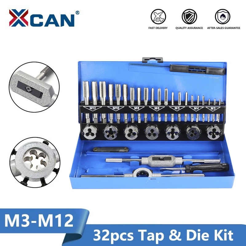 32pc HSS Metric Tap and Die Set M3 M12 1st 2nd and Plug Finishing TE174