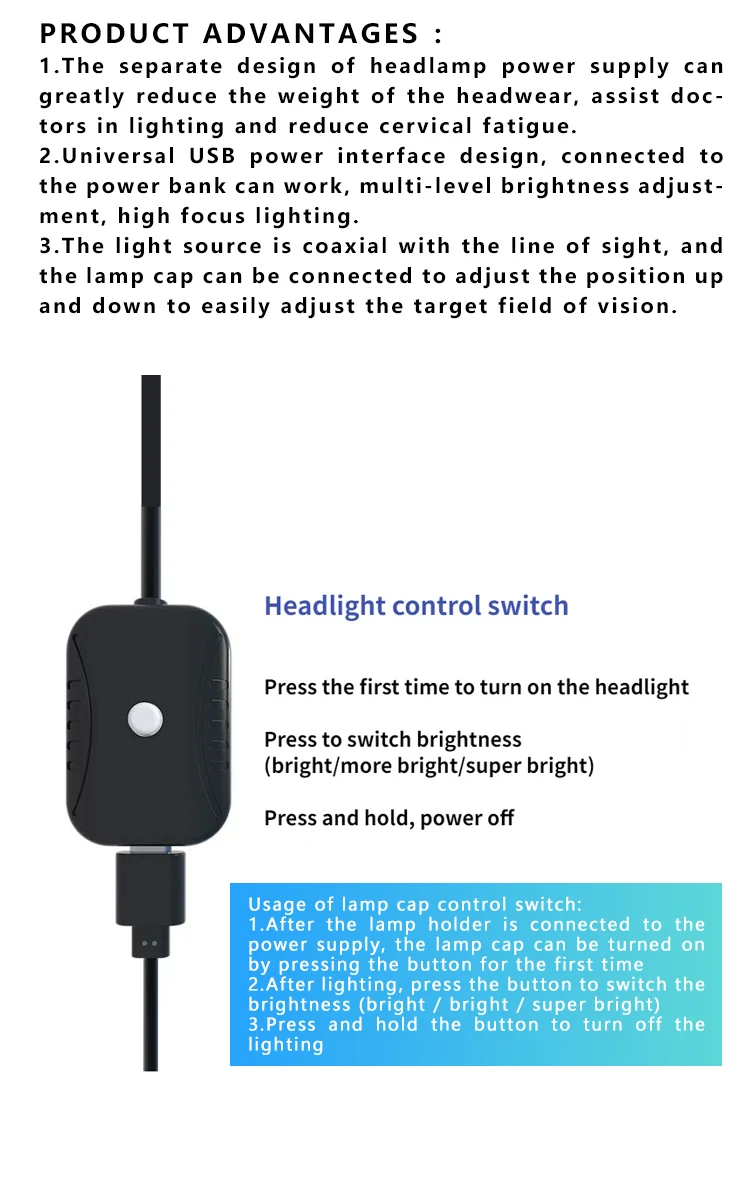 Description Picture 6 of itemBurite  High Intensity Lamp Dentistry Operation Helmet Medical USB Headlamp(Without Battery) LED Headligh