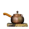 Purple Copper Side Handle Pot Handmade Hammer Pattern Carving Cooking Teapot Vintage Japanese Pure Copper Teapot Wooden Handle - Image 2
