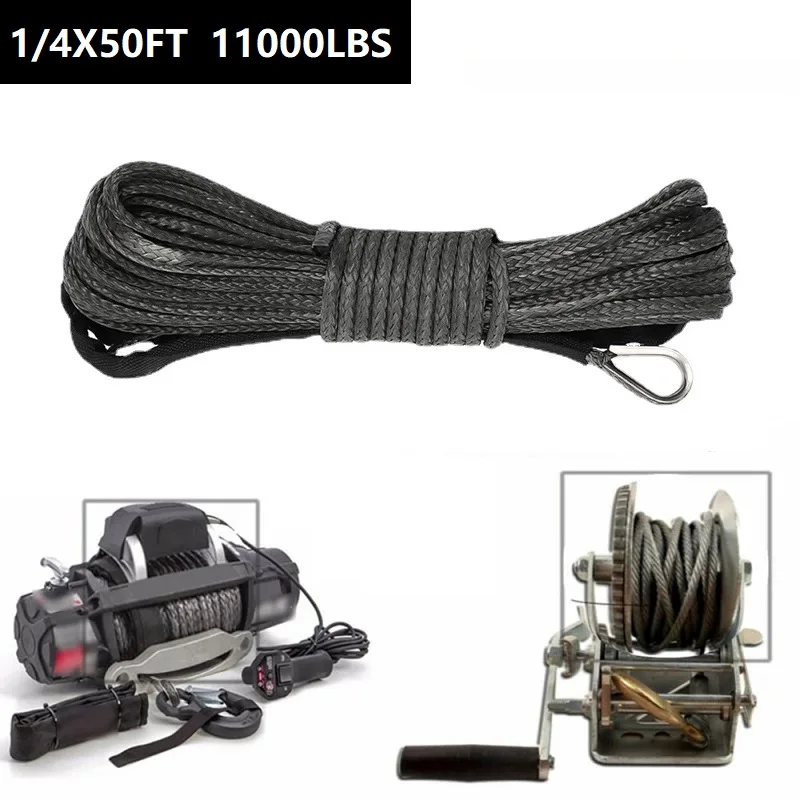 6mmx15m 11000lbs Winch Rope Atv Utv High Strength Synthetic Winch Line