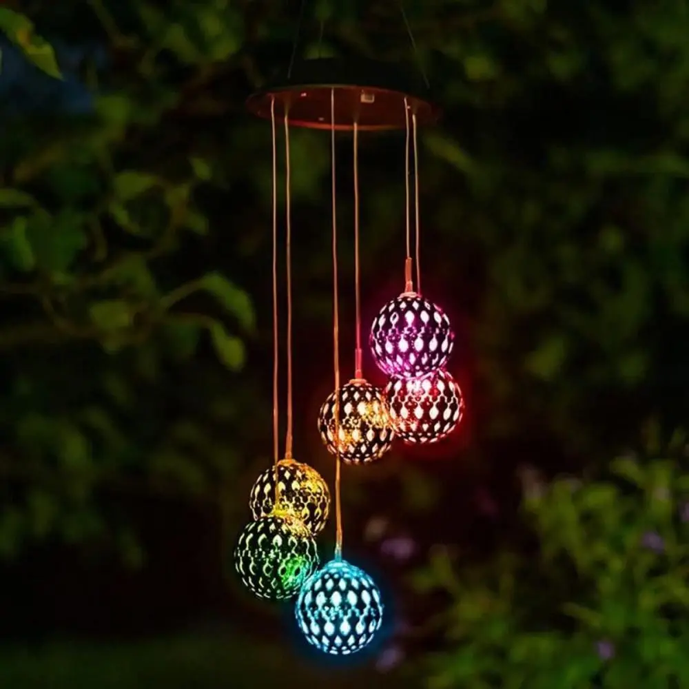 Funny LED Solar Wind Chime Light Weatherproof Wind Chime Ball Light Garden Lawn Lights Round Ball Landscape Holiday Garden