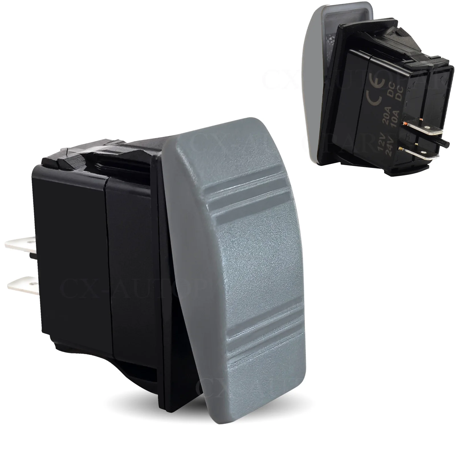 Marine Rocker Switch Waterproof 12V 20A SPST 2 Pin ON/OFF Heavy Duty ...