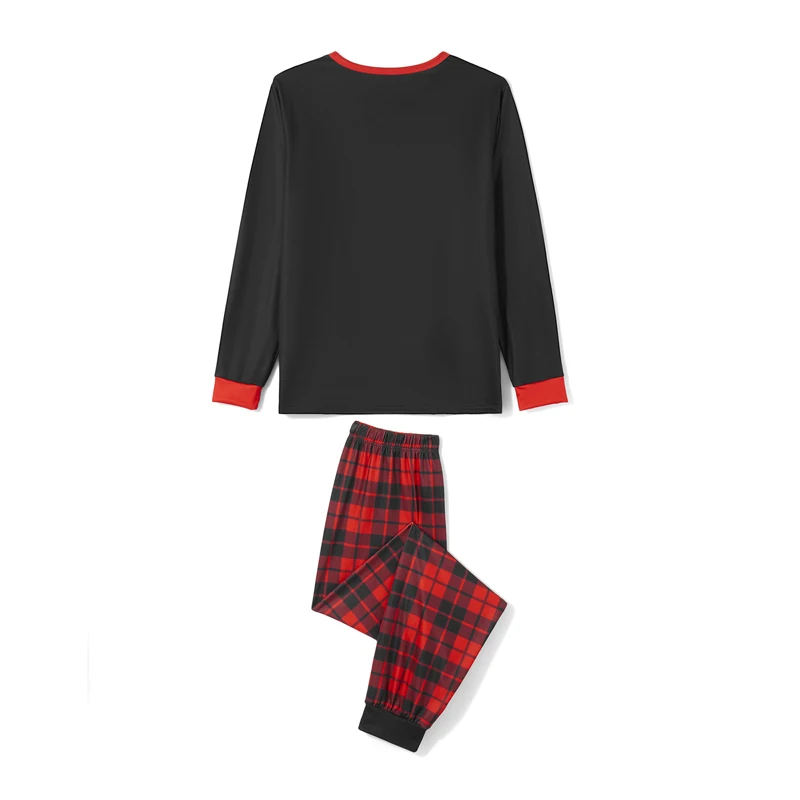 

Christmas Family Pajamas Matching Set Long Sleeve Dinosaur Print T-shirt with Plaid Pants Sleepwear Loungewear