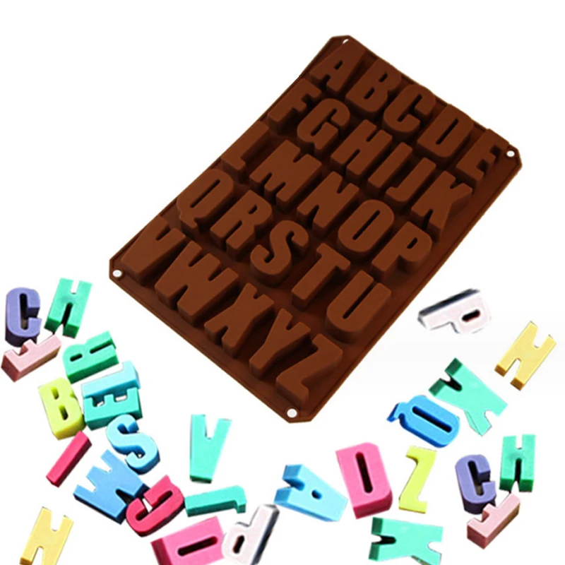 

26-hole English Alphabet Silicone Mold Chocolate Biscuit Baking Mold Birthday Cake Alphabet Decoration Mold Food Grade Material