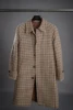 Men Coat Long Overcoat Men Suits Button Shawl Lapel Formal Work Wear Winter Warm Plaid Stripe  Plus Size Custom Made Tailored 3