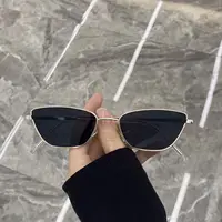 Lunettes de soleil tendance œil de chat pour femmes, marque de luxe, lunettes de soleil de créateur, petite monture en métal, verres colorés, lunettes de soleil pour femmes 4