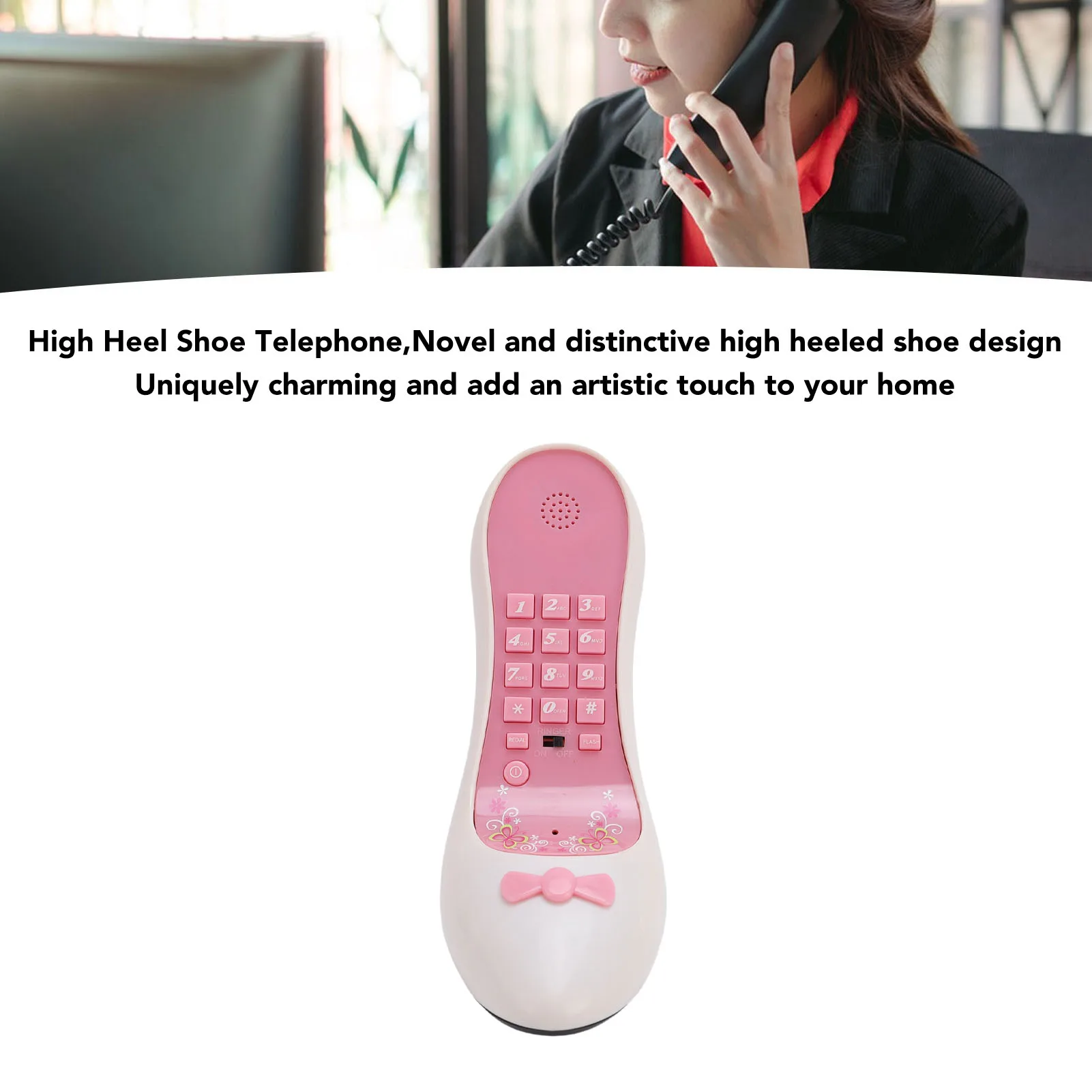 High Heel Shoe Telephone Novel Fashionable ABS Corded Phone with Number Storage Retro Vintage Special Shaped Home Decor Art