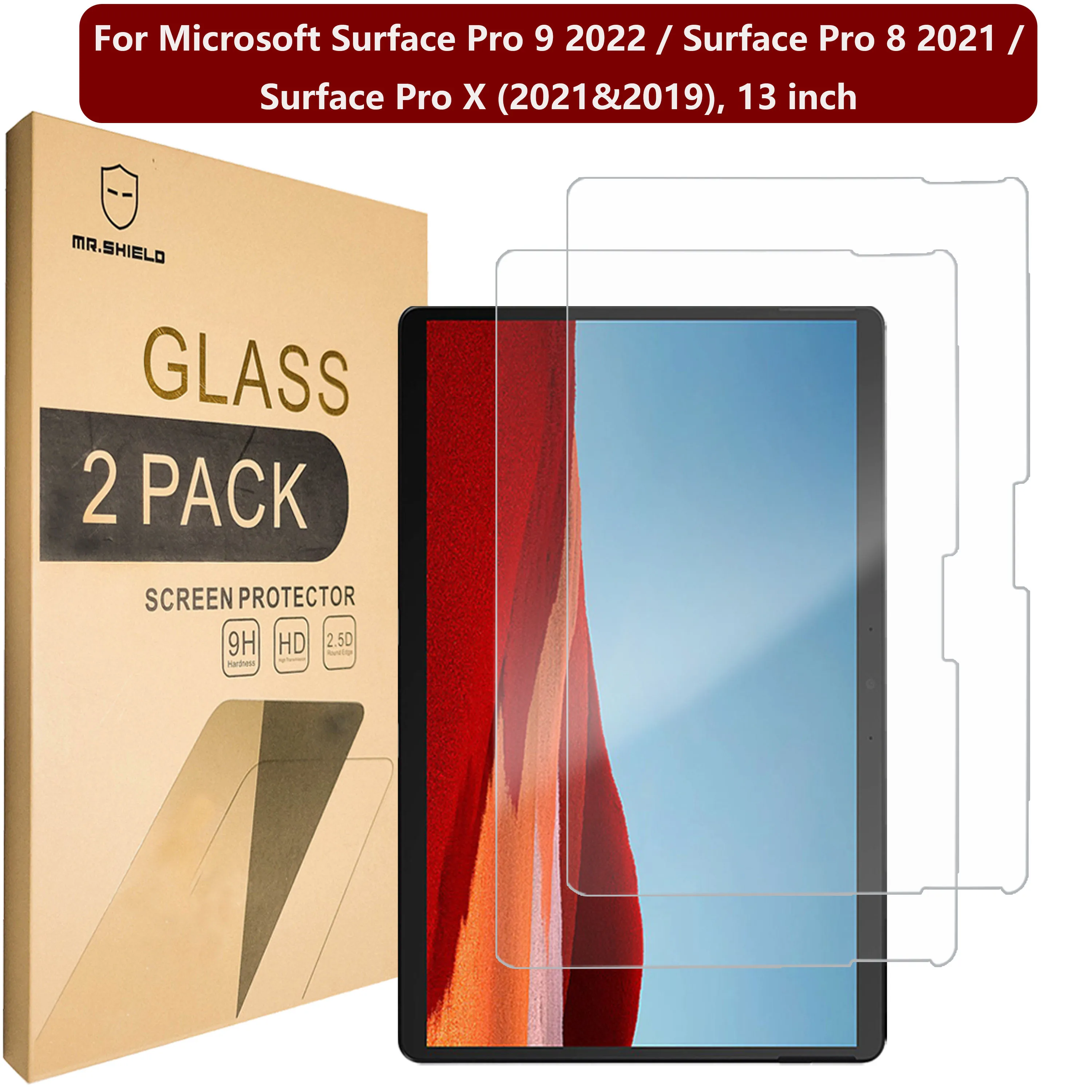 Mr.Shield [Confezione Da 2] Progettato Per Microsoft Surface Pro 9 2022 / Surface Pro 8 2021 / Surface Pro X (2021&2019), 13 Inch