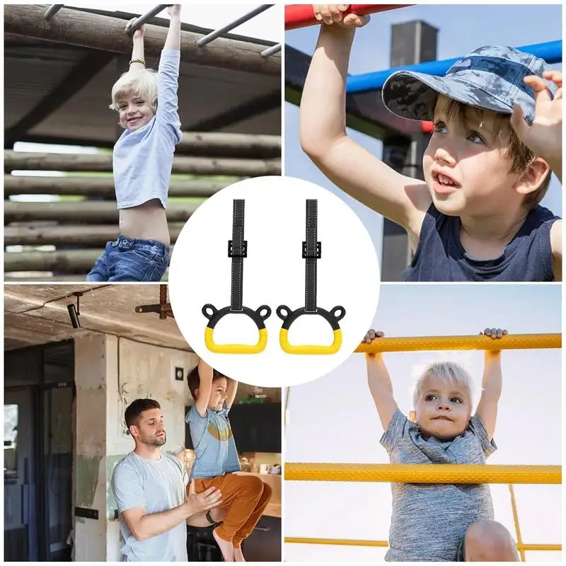 Gymnastics Rings Non-Slip Bear Load 4000KG Exercise Rings For Home Kids Gym Ring With Adjustable Straps Pull up Assistance gymnastic rings