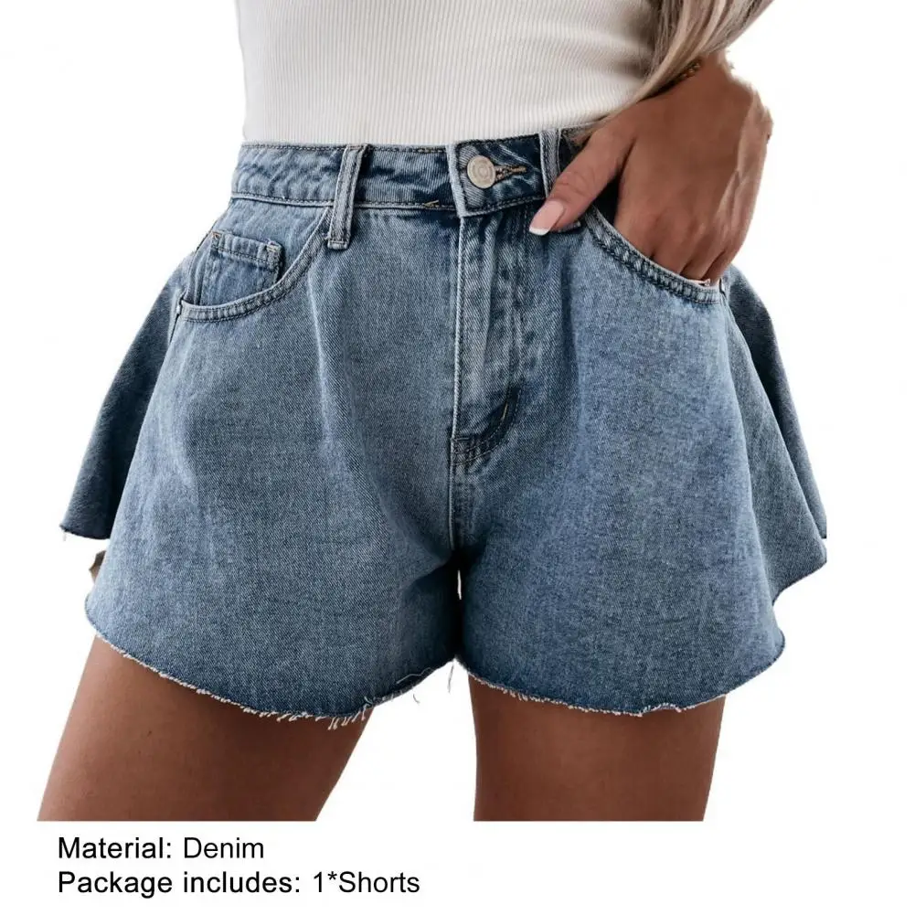 trendy clothes Women Summer Fashion Button-Fly High Waist Jean Shorts Ladies Elegant Wide Leg Denim Shorts Casual Pocket Short Pants Streetwear golf shorts