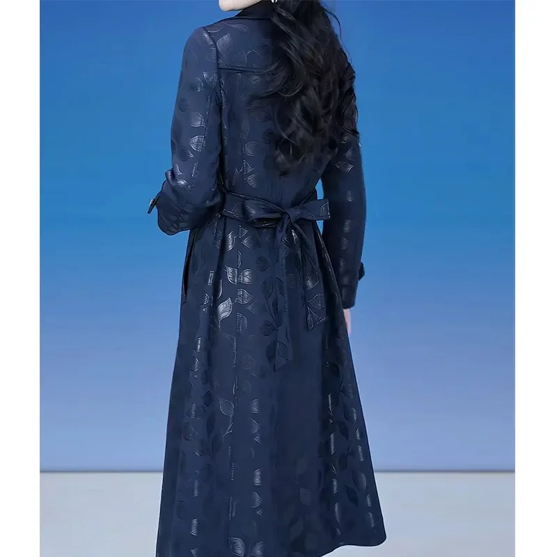 2024 Autumn Winter New High Quality Jacquard High-end Women Windbreaker Covering Flesh Temperament Age Reduction Mother's Coat