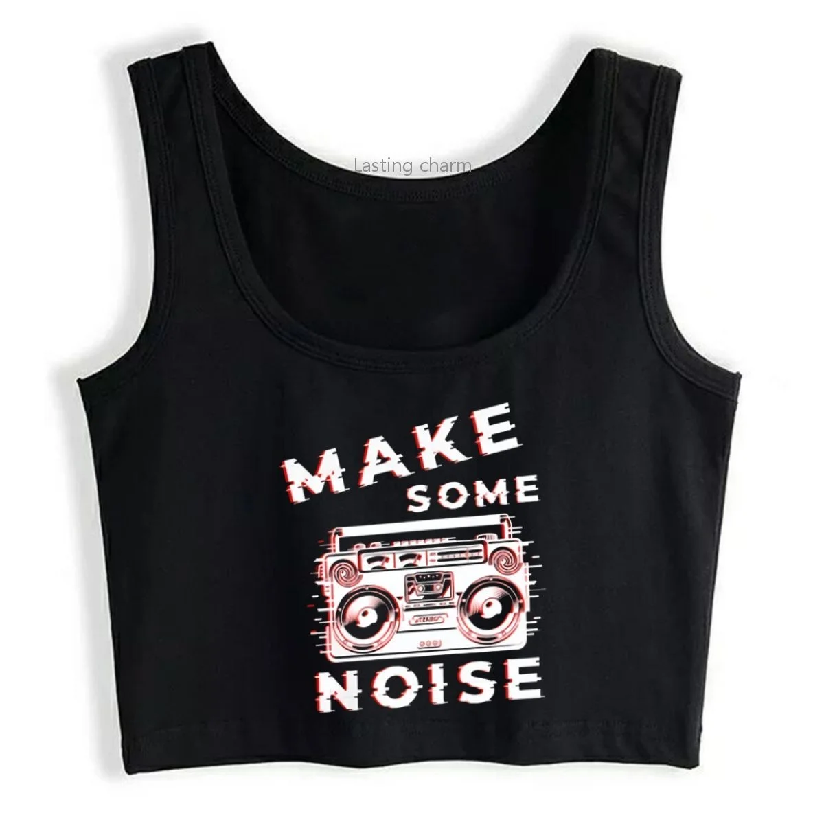 Ghetto Blaster Women'S Crop Top Make Some Noise Print Top