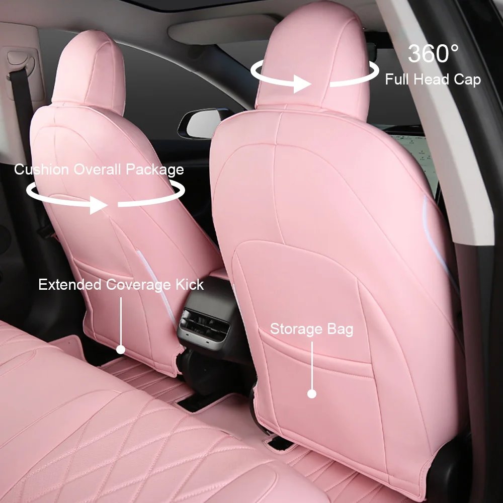 Rosa Auto Sitzbezüge Set Für 2017 -2022 Tesla Modell 3 Vegan Nappa Leder  Dekoration Protector Zubehör Für Mädchen frau - AliExpress