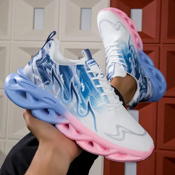 Couple Running Shoes Men Women Lightweight Mesh Breathable Comfortable Flat Soft Tennis Shoes Summer Lace-up Sneakers Man 1