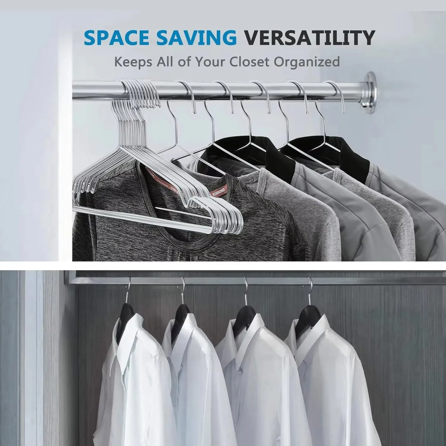 Clothes Hanger 10/20/30/40/50 Pack Clothes Hangers Heavy Duty Metal Hangers with Non Slip Notch Ultra Thin Stainless Steel Clothing Hanger