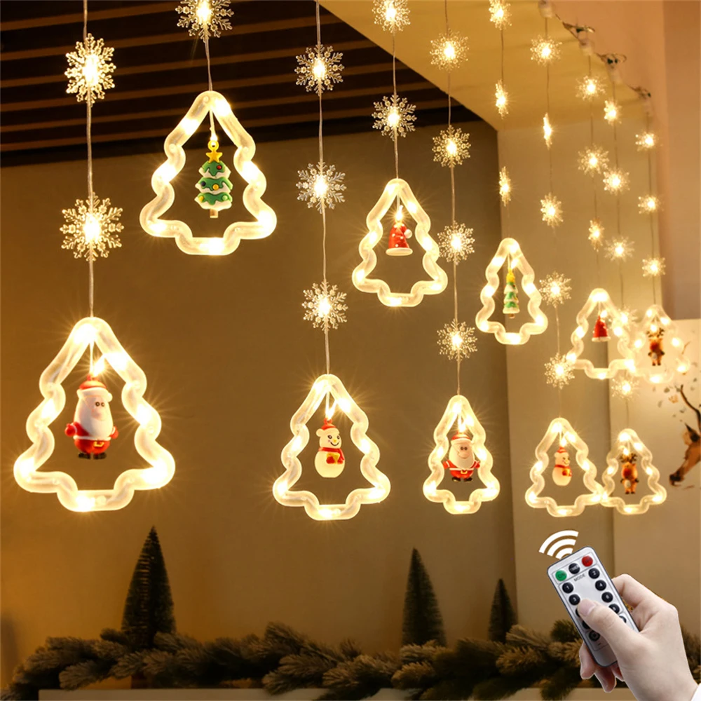 3M 120LEDs Christmas Tree Curtain Lights Fairy Snowflake Icicle Curtain String Light for Wedding New Year Home Party Room Decor garland led snowflake string light christmas fairy string decorative curtain lights for home wedding party new year decoration