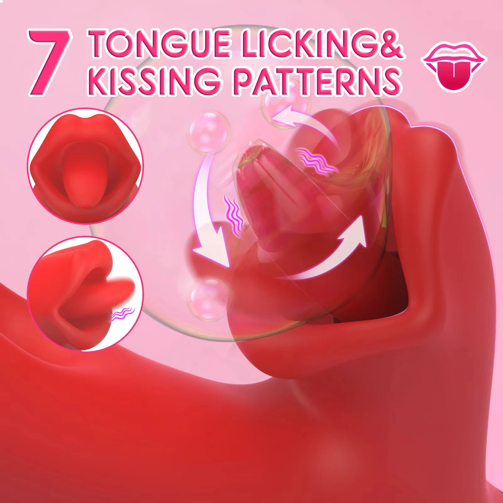 Female Sex Toy 360 Rotation Tongue-Licking Thrusting Vibrator