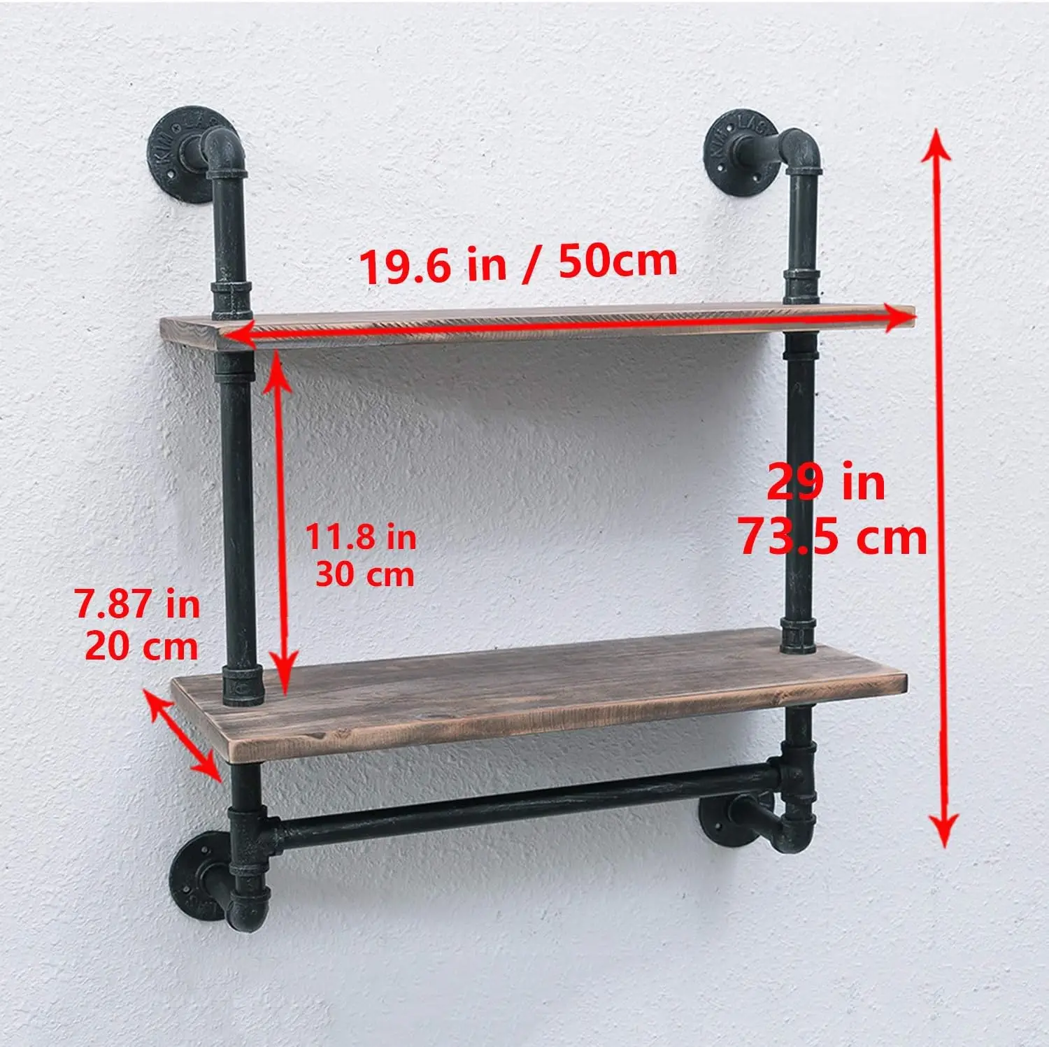 Industrial Pipe Shelf Bathroom Shelves Wall Mounted Rustic Wood Shelf with Towel Bar Farmhouse Towel Rack Over Toilet 3