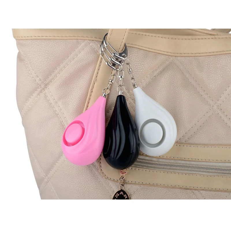 Portable Personal Alarm Water Drop Type Women's Anti-robbery Device Security Key Chain with Red Flashing Light Emergency Alert
