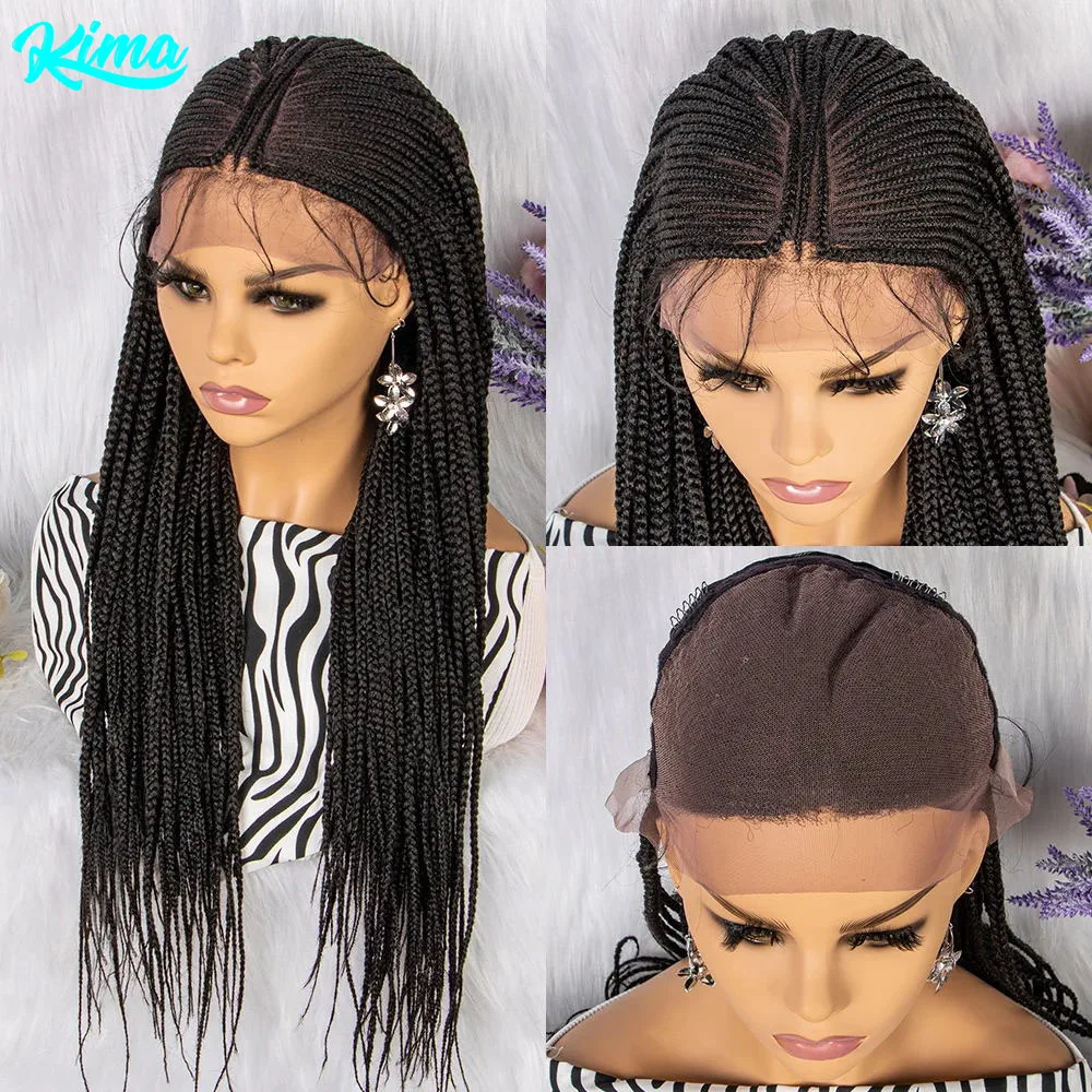 

Braiding Hair Wig 30 Inches Braided Wigs For Black Women Ombre Long Synthetic Lace Front Glueless Box Braided Wigs Daily Use