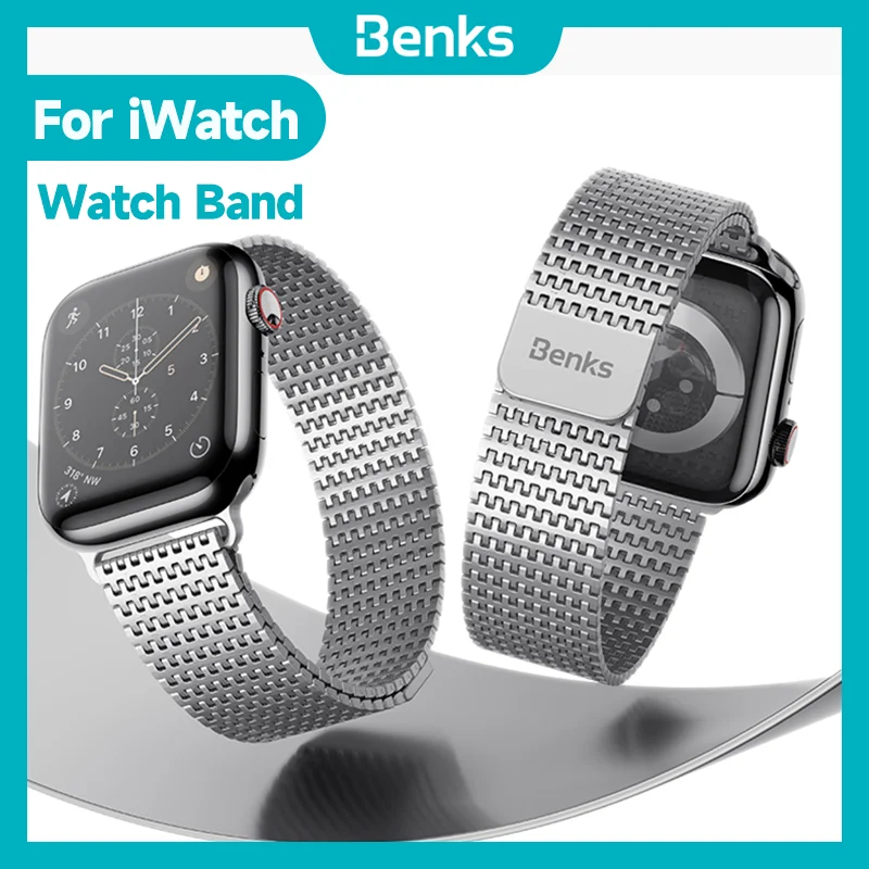 Магнитный металлический ремешок Benks домино для часов Apple Watch 7/8/9 S9Ultra 2th SE, водонепроницаемый и ударопрочный модный ремешок для часов