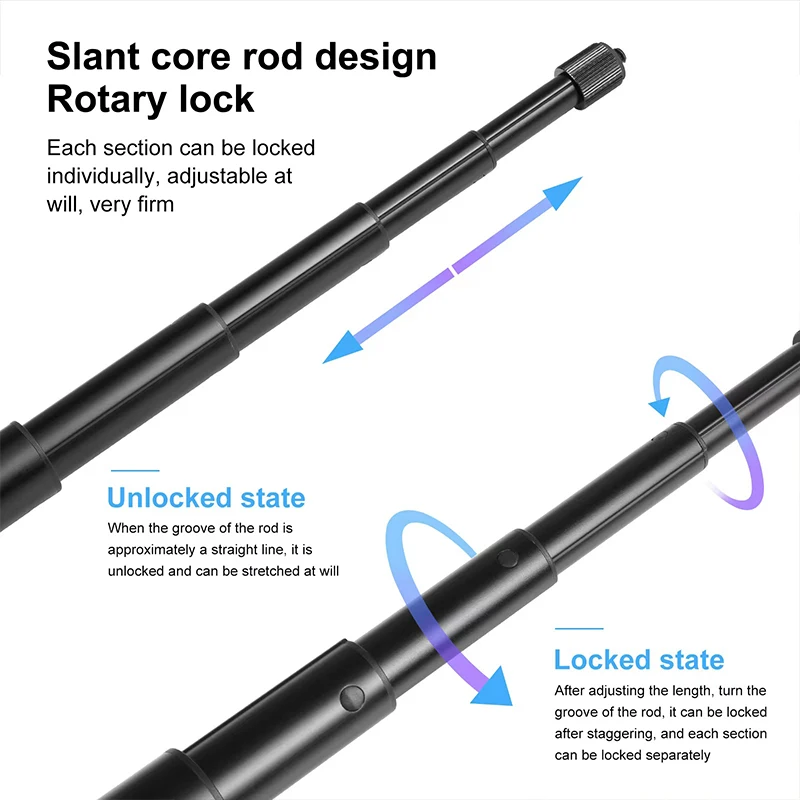 HONGDAK 3m Metal Invisible Extended Edition Selfie Stick Scalable Monopod for Insta360 X2 X3 Accessories For GoPro Stick Tripod