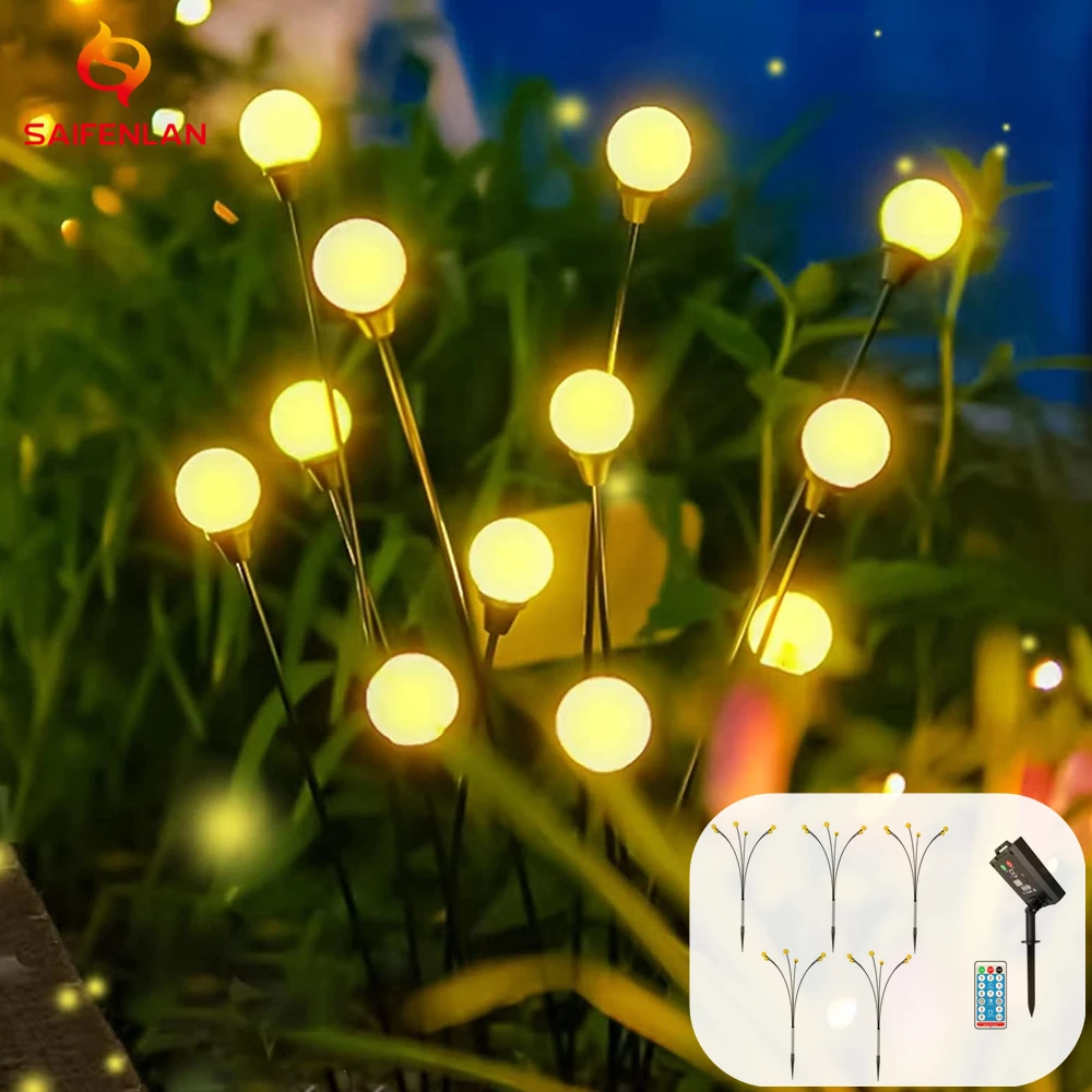Solar Firefly Lights Outdoor Solar Garden String Lights Solar Swaying