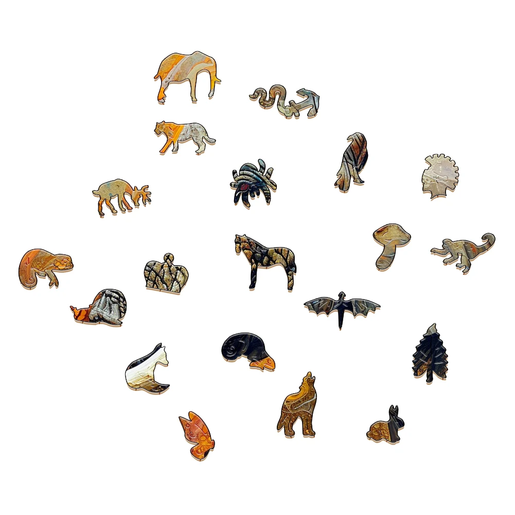 Mysterious Cute Animals Wooden Puzzle For Adults Wooden Crafts Colorful And Round Shaped Animal Puzzle Wood Craft Toys For kids 3