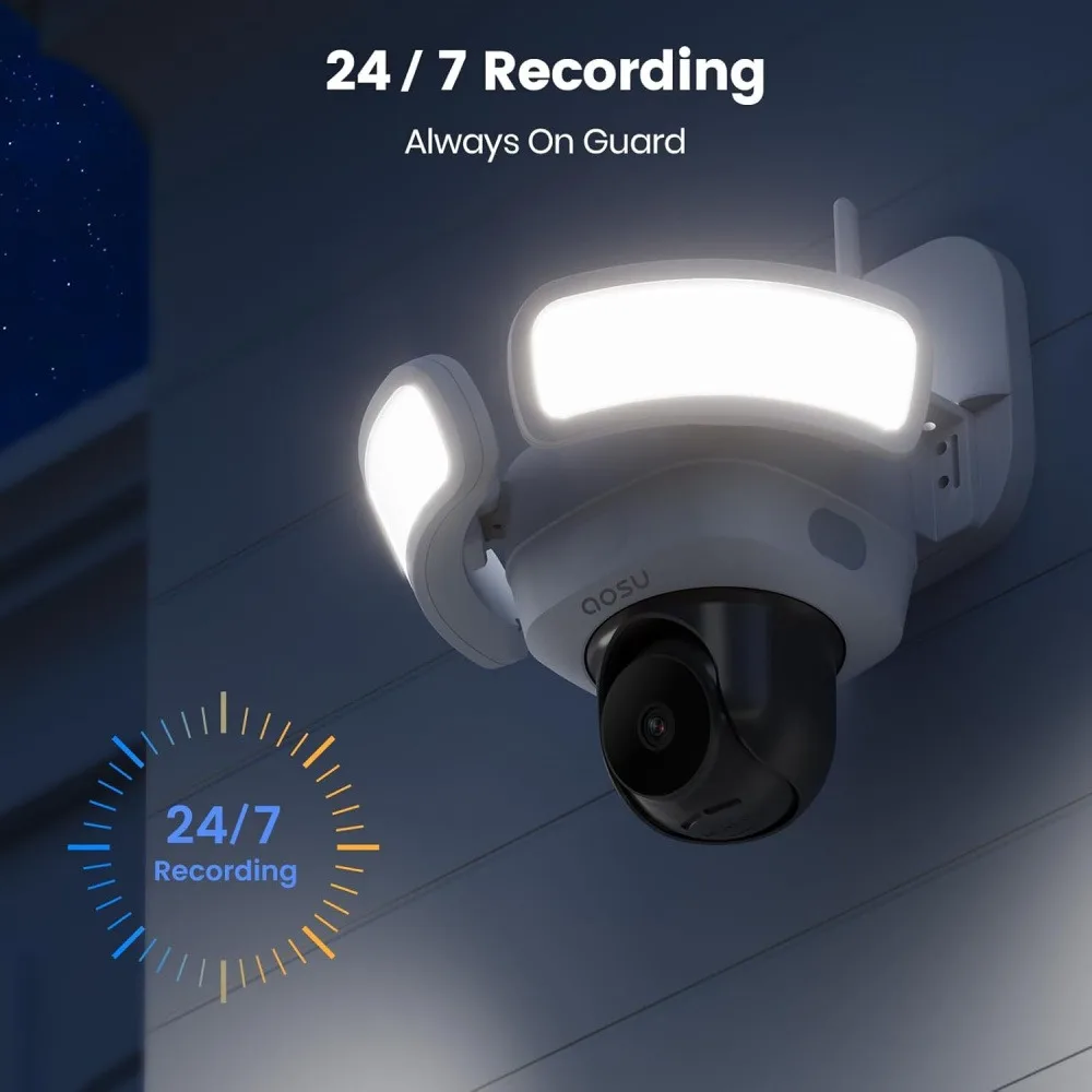 4K Floodlight Camera Wired Security Camera Outdoor 360° Coverage Surveillance 24/7 Recording Motion Detection Color Night Vision 6