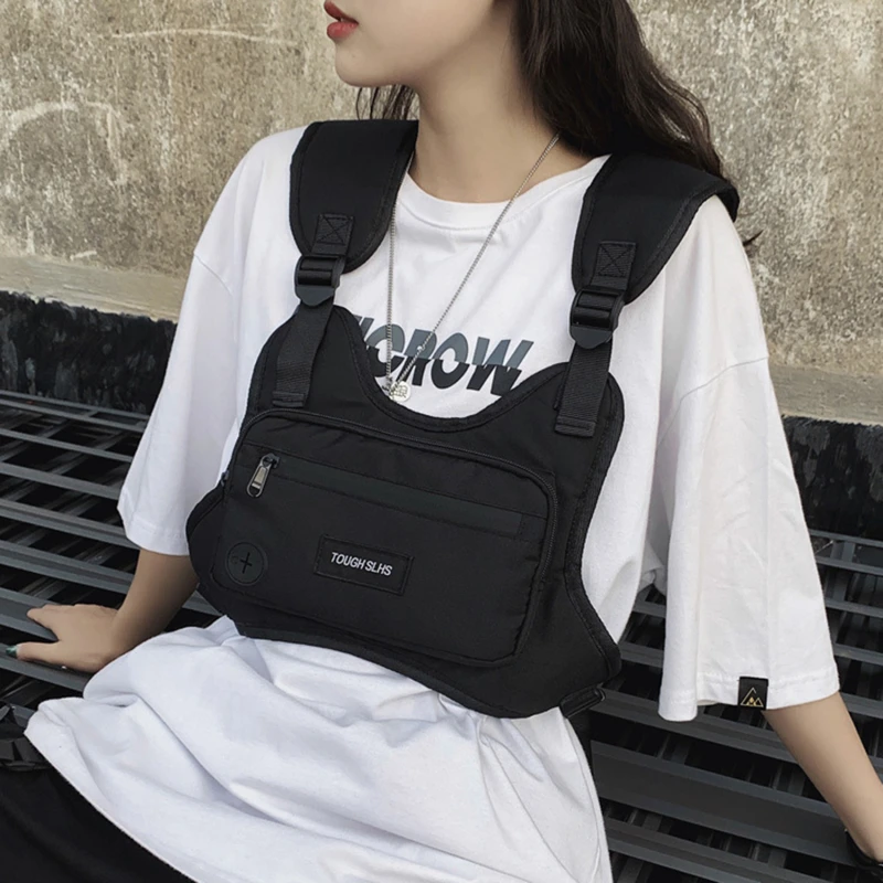 

Outdoor Vest Bag Hip Hop Tactical Women And Men's Chest Bags Harajuku Techwear Backpack Chest Bag Reflective Multi-Pockets Bag