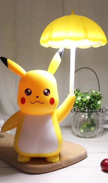 New Pokemon Pikachu Figures lampada da tavolo ricarica Usb 3 marce luce di  lettura regolabile protezione