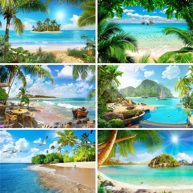Diamond Painting Painting Set Beach Sea Palm Tree Landscape Diamond Painting Set for Adult, 5D Full Drills,DIY Diamond Dot Gems Painting Office,Coconut Tree