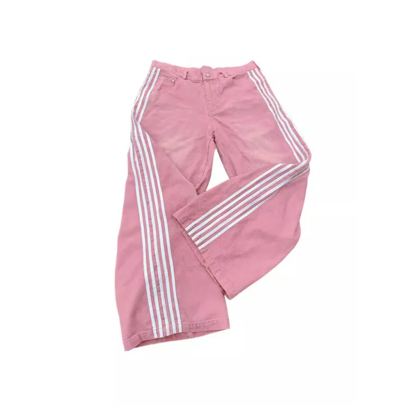 Y2K Baggy Jeans high quality Embroidered Striped Harajuku Sweatpants men women Hip Hop streetwear Casual wide leg Denim Pants 2