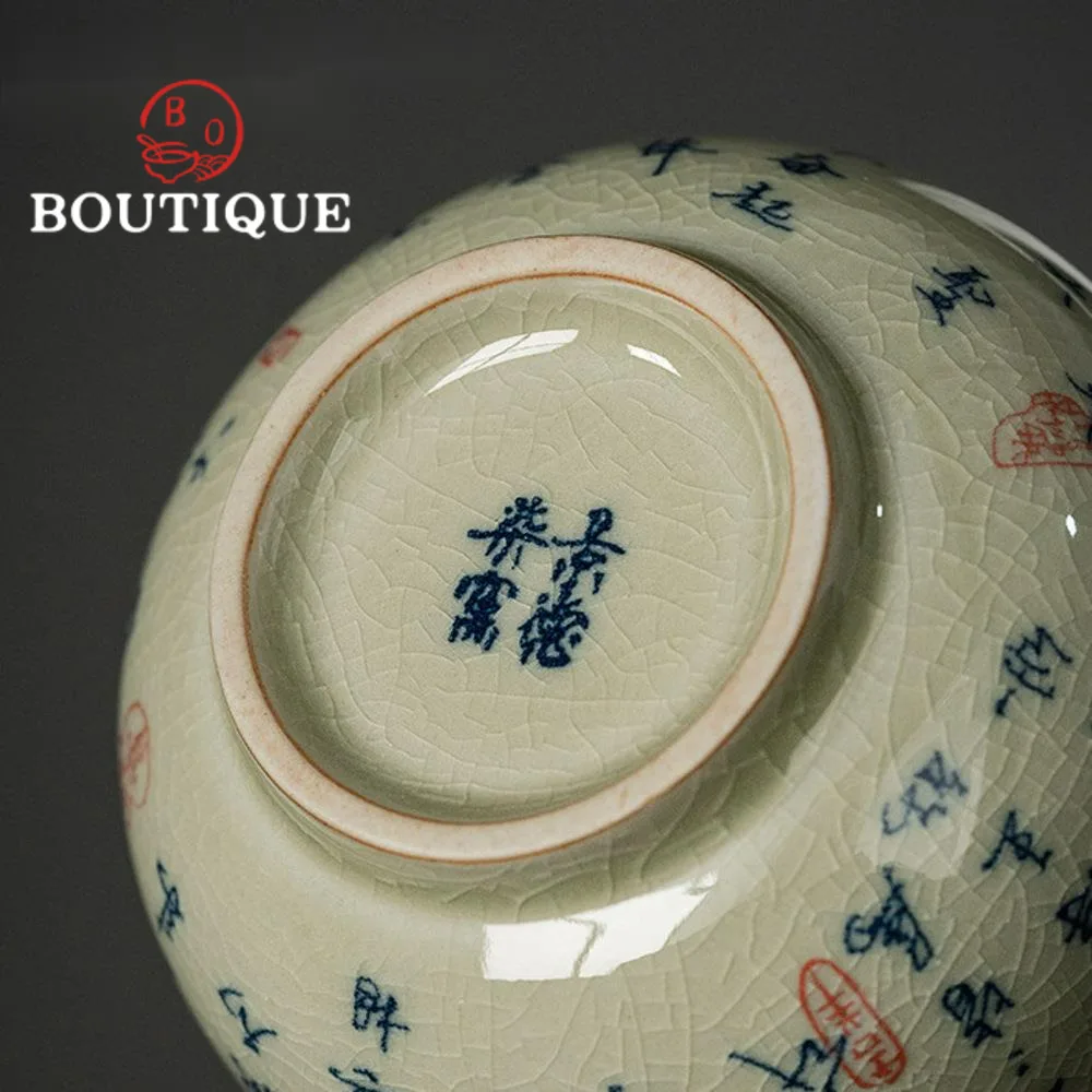 100ml Old Pottery Clay Blue and White Teacup Japanese Master Cups Personal Cup Household Chinese Tea Set Equipment Decoration