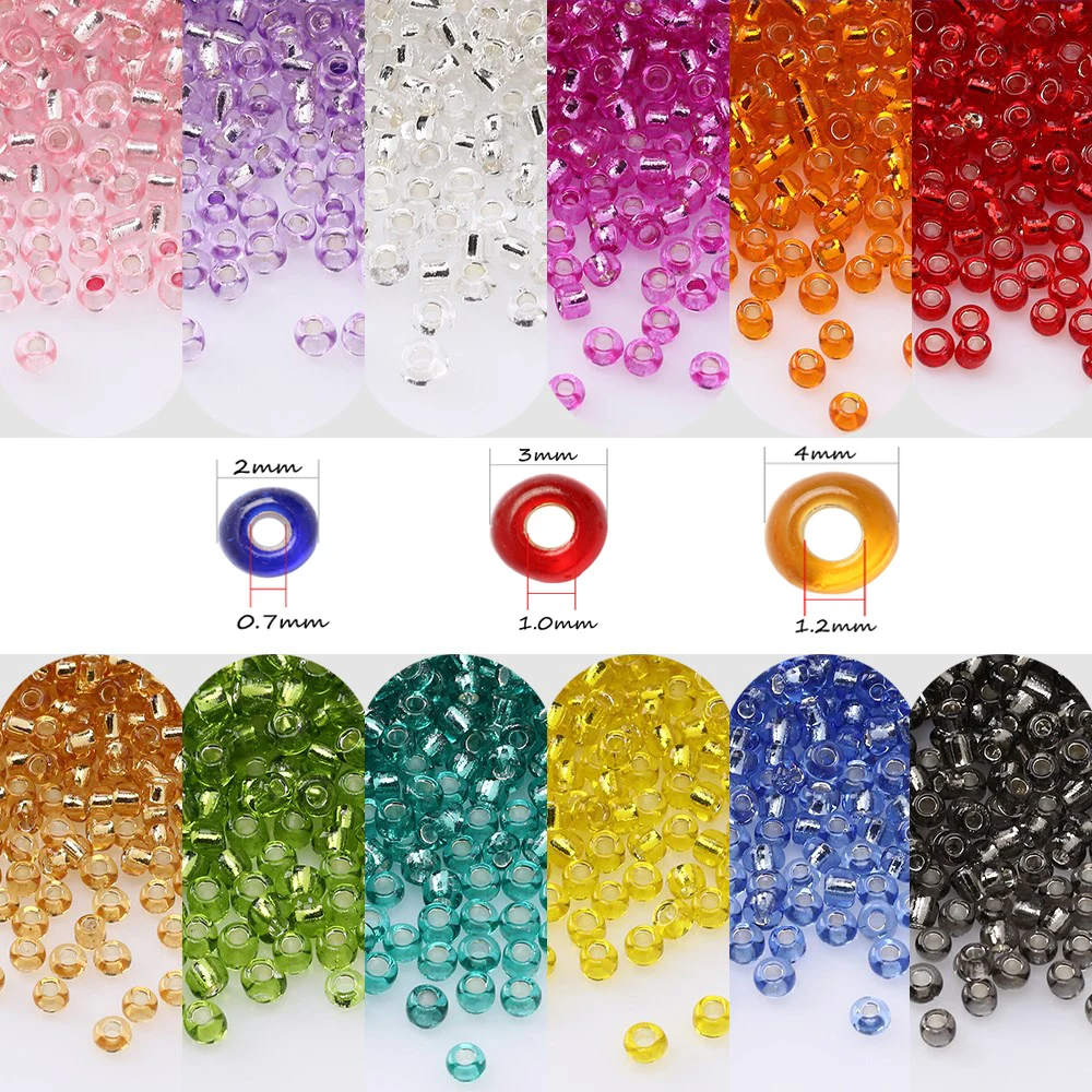 2,3,4mm Seed Beads Silver-Lined Glass Czech Spacer Beads DIY