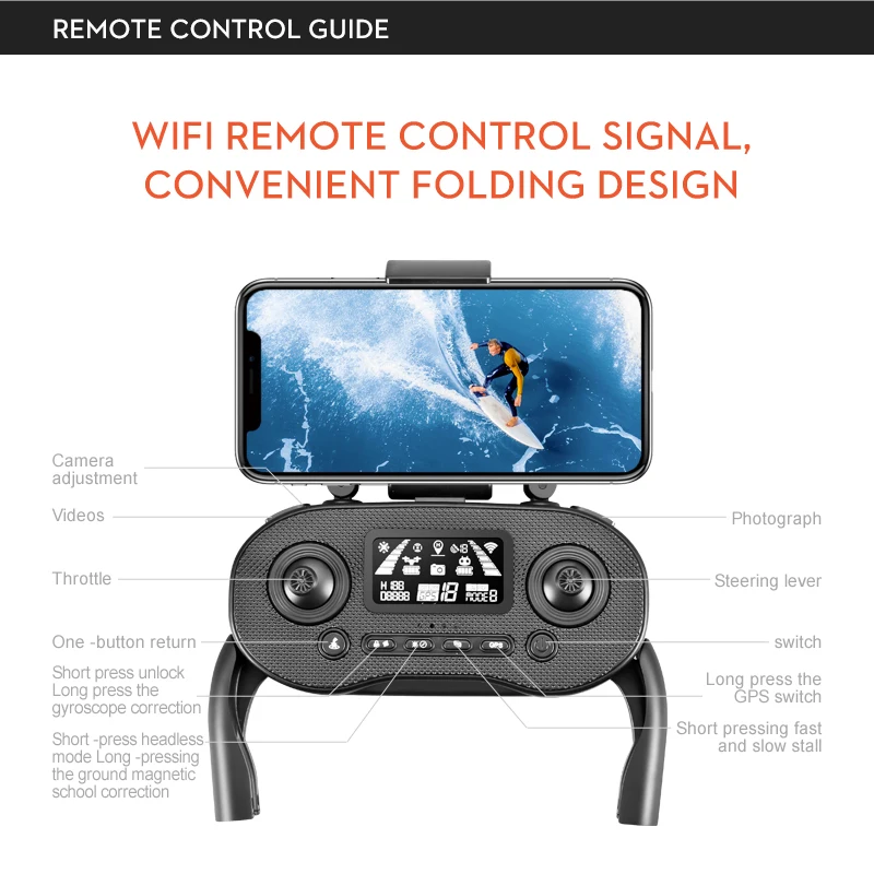 S+ GPS Drone, WIFI REMOTE CONTROL SIGNAL, CONVENIENT FOLDING