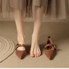 2024 New Flat Bottom Temperament Women's Single Shoes Autumn Pointed French One Button Mary Jane Soft Sole Shoes for Women 35-40 3