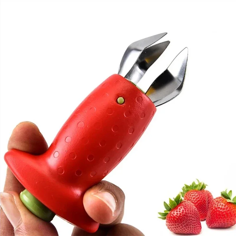 Best Strawberry Core Peeling Tool Metal Plastic Fruit Leaf Knife Stem Remover Gadget Hullers Salad Cake Make Kitchen Accessories images - 6