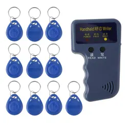 Handheld 125khz rfid cartão de identificação copiadora escritor duplicador programador leitor correspondência gravável em4305 id keyfobs tag cartão cartões chaves