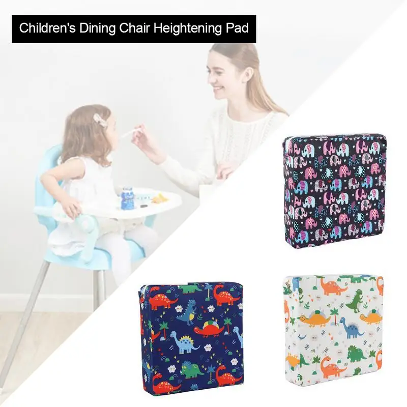 dining chair booster pad seat increasing height cushion portable backless plush eating travel child toddler Portable Kids High Chair Booster Seat Cushion Dining Chair Cushion Student Adjustable Dinosaur Elephant Printing