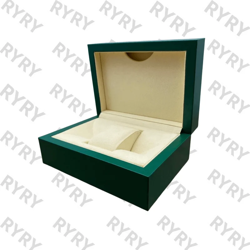 Top Quality Green Watch Box Luxury Elegant RYRY Leather Wooden Watch Case with Quality Packaging Storage With Microfiber Pillow