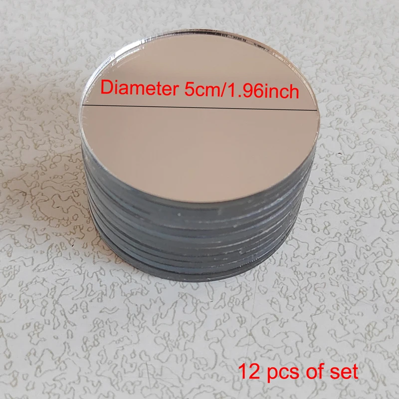 Thickening 2mm 3D Mirror Wall Sticker Round Mirror DIY Background Room Bathroom Wall Decoration Diameter 5cm 12PCS Makeup