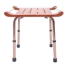 Folding Shower Seat, Adjustable Height, 300lbs Capacity, Waterproof Teak Wood, Non-Slip Legs 1