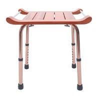 Folding Shower Seat, Adjustable Height, 300lbs Capacity, Waterproof Teak Wood, Non-Slip Legs 1