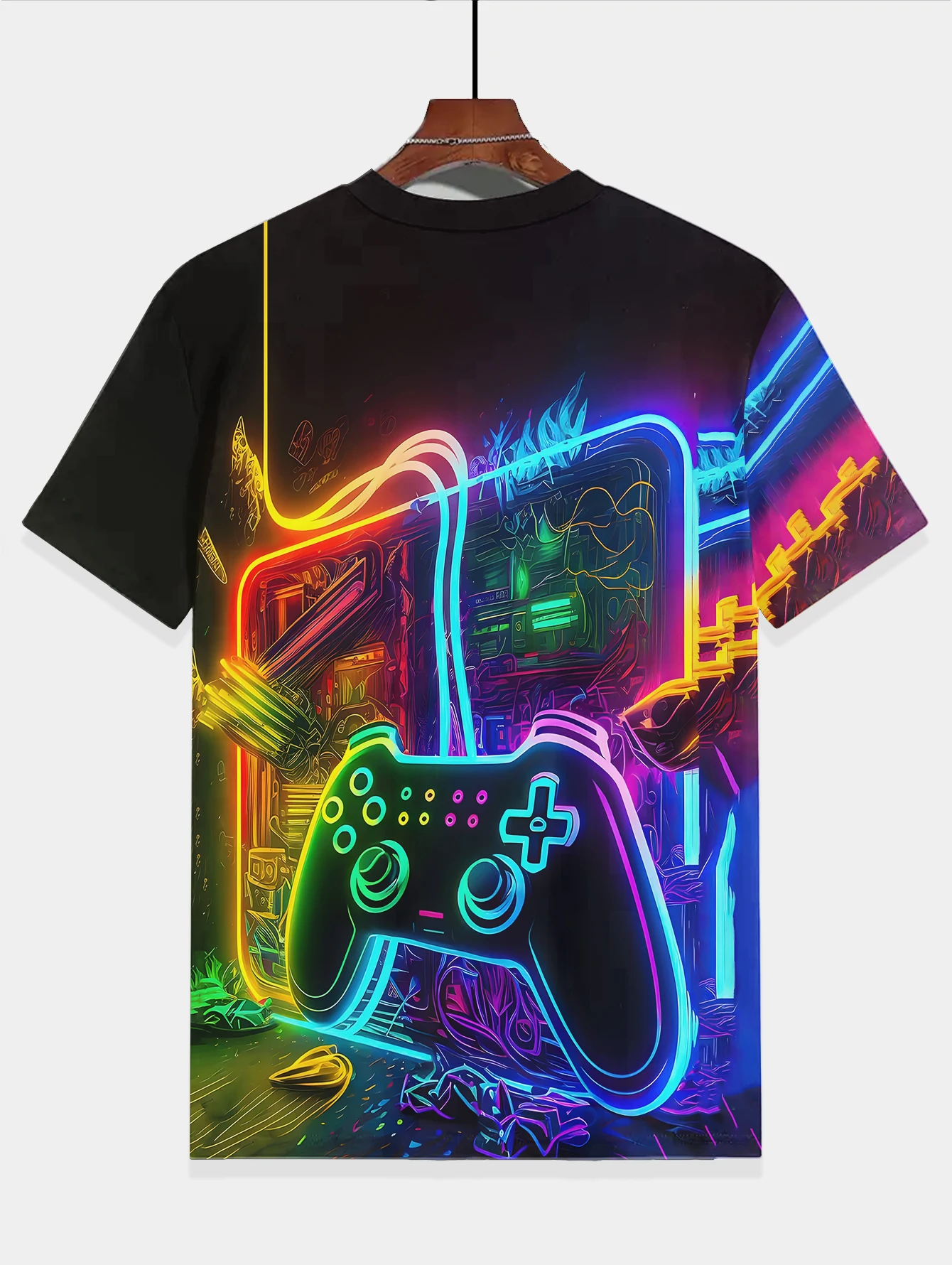 Child T-shirt Children Top Shirts Cool Game Controller Short Sleeve Korean Children's Clothes 2024 Kids Spring Clothes Tops Boy 3