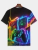Child T-shirt Children Top Shirts Cool Game Controller Short Sleeve Korean Children's Clothes 2024 Kids Spring Clothes Tops Boy 3