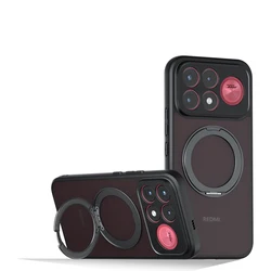 Magnetic Shockproof Matte Phone Case with Rotating Ring Bracket - ELVEV for Redmi K100 Pro Max (Black -with Ring)
