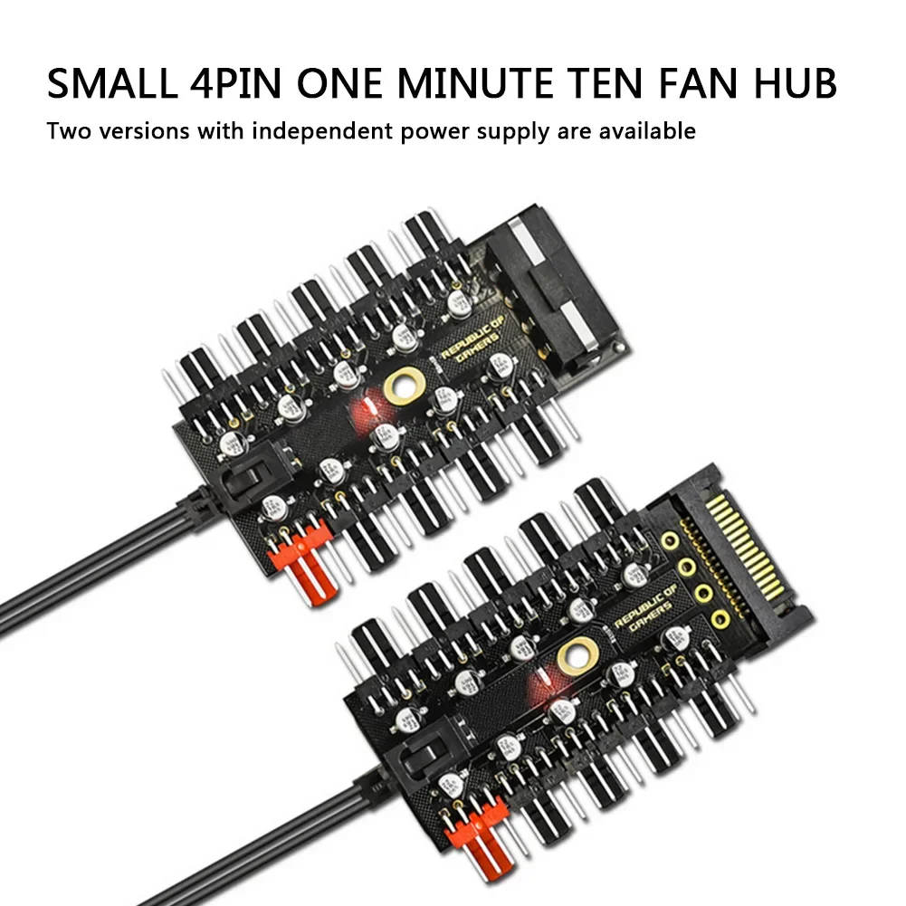 PC Parts 1 to 10 4Pin PWM Cooling Fans HUB SATA Power/Large 4D Port Cooler Splitter Extension Adapter Fan Hub Splitter
